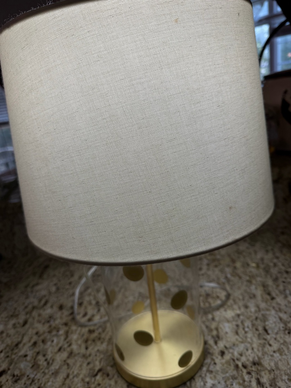Kate Spade New York Modern Pavilion Clear Gold Polka Dot Table Lamp With Shade